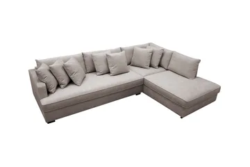 Rossita 4-sits Högervänd L-formad Djup Schäslongsoffa med Hel dyna i Chenille - Grå / Brun - Möbler - Soffa - Divansoffor & schäslongsoffa