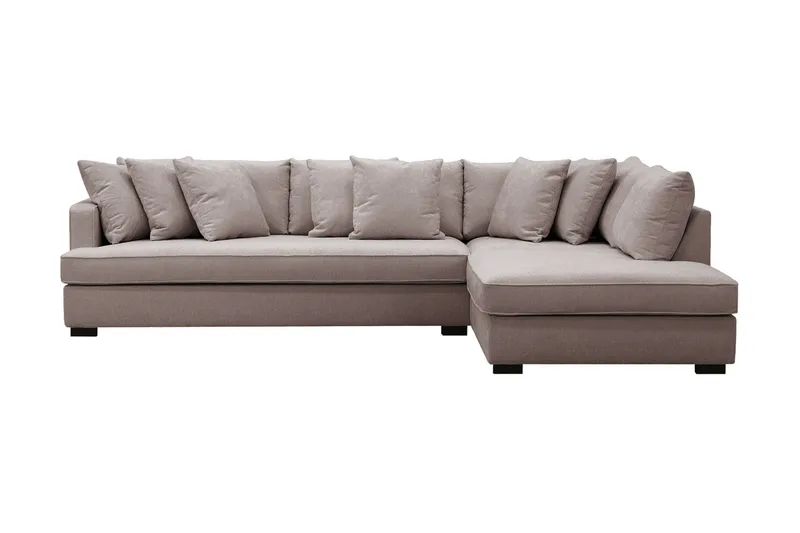 Rossita 4-sits Högervänd L-formad Djup Schäslongsoffa med Hel dyna i Chenille - Grå / Brun - Möbler - Soffa - Divansoffor & schäslongsoffa