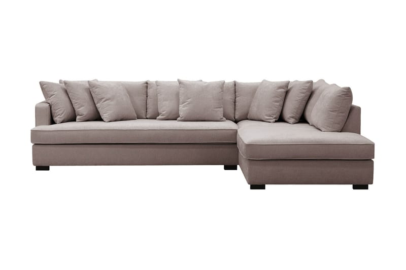 Rossita 4-sits Högervänd L-formad Djup Schäslongsoffa med Hel dyna i Chenille - Grå / Brun - Möbler - Soffa - Divansoffor & schäslongsoffa