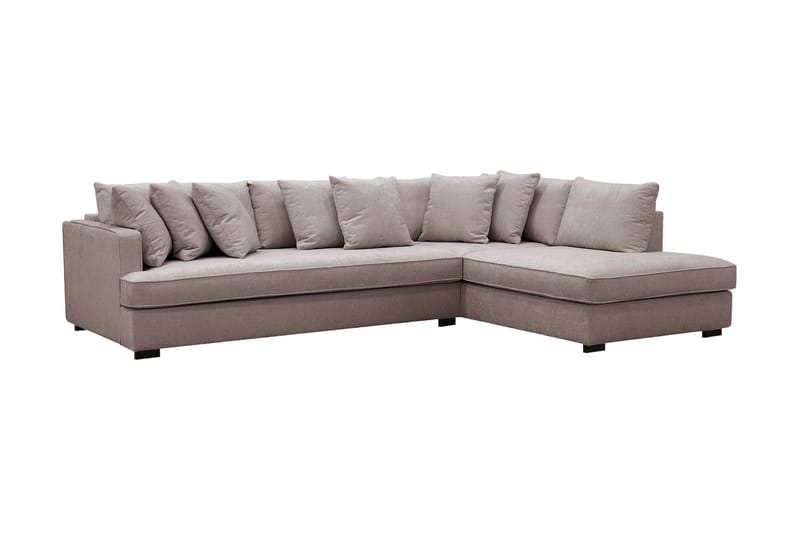 Rossita 4-sits Högervänd L-formad Djup Schäslongsoffa med Hel dyna i Chenille - Grå / Brun - Möbler - Soffa - Divansoffor & schäslongsoffa