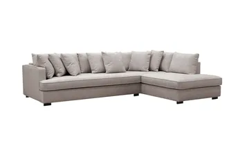 Rossita 4-sits Högervänd L-formad Djup Schäslongsoffa med Hel dyna i Chenille - Grå / Brun - Möbler - Soffa - Divansoffor & schäslongsoffa