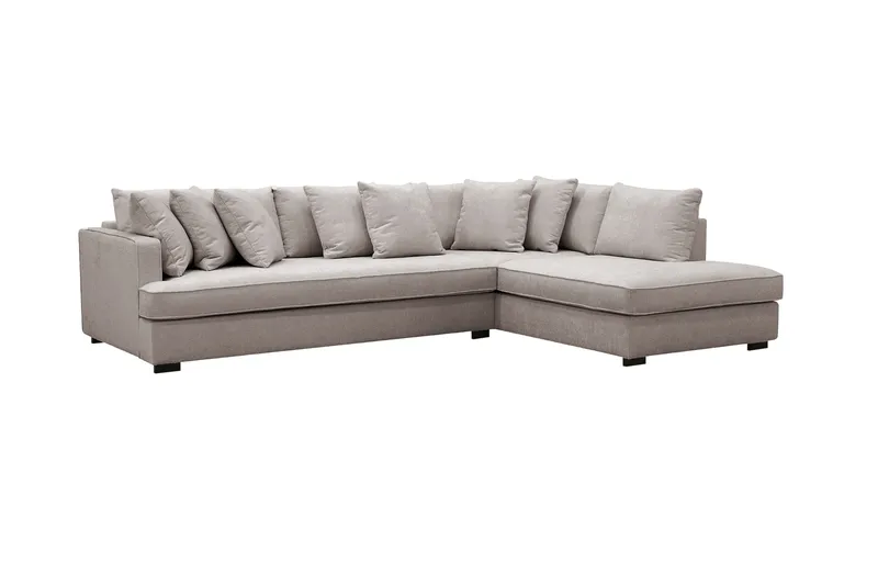 Rossita 4-sits Högervänd L-formad Djup Schäslongsoffa med Hel dyna i Chenille - Grå / Brun - Möbler - Soffa - Divansoffor & schäslongsoffa