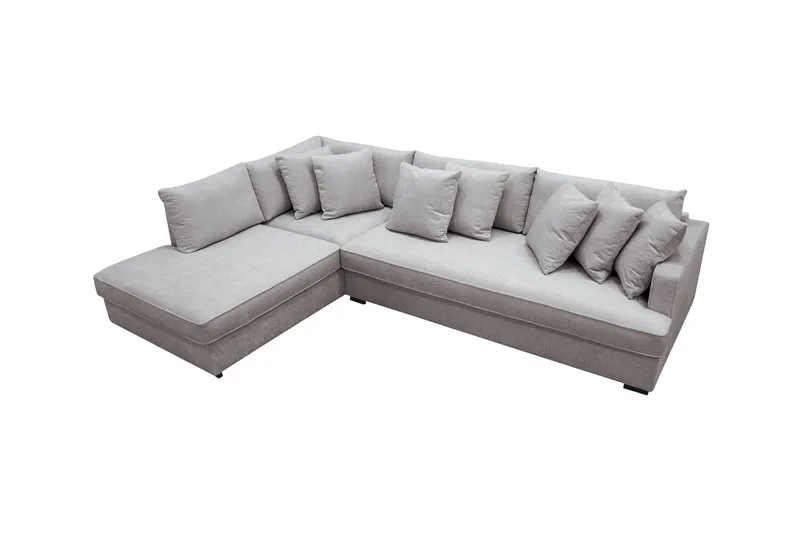 Rossita 4-sits Högervänd L-formad Djup Schäslongsoffa med Hel dyna i Chenille - Grå / Brun - Möbler - Soffa - Divansoffor & schäslongsoffa