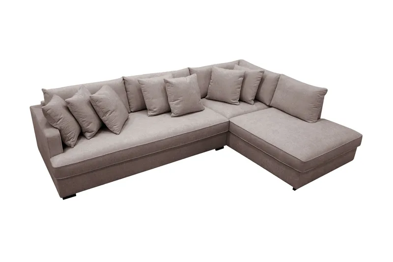 Rossita 4-sits Högervänd L-formad Djup Schäslongsoffa med Hel dyna i Chenille - Grå / Brun - Möbler - Soffa - Divansoffor & schäslongsoffa