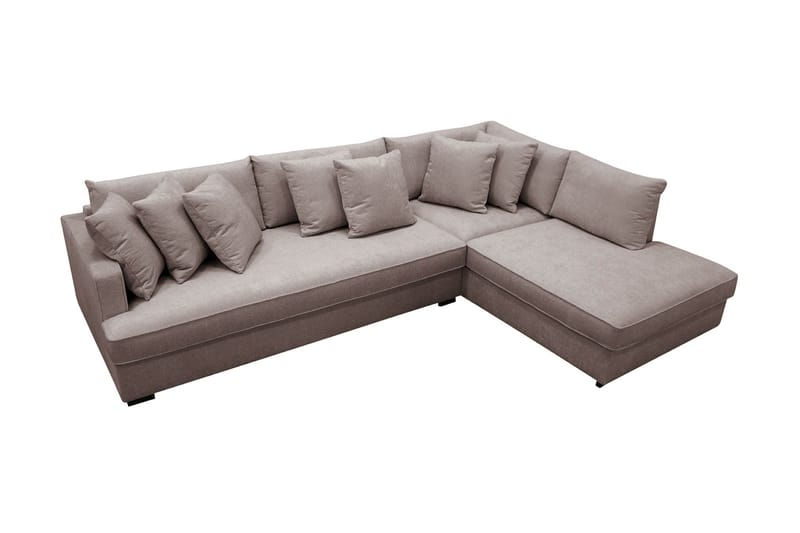 Rossita 4-sits Högervänd L-formad Djup Schäslongsoffa med Hel dyna i Chenille - Grå / Brun - Möbler - Soffa - Divansoffor & schäslongsoffa