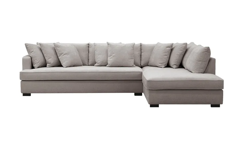 Rossita 4-sits Högervänd L-formad Djup Schäslongsoffa med Hel dyna i Chenille - Grå / Brun - Möbler - Soffa - Divansoffor & schäslongsoffa