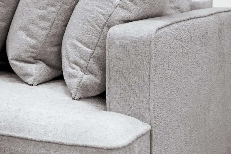 Rossita 4-sits Högervänd L-formad Djup Schäslongsoffa med Hel dyna i Chenille - Grå / Brun - Möbler - Soffa - Divansoffor & schäslongsoffa