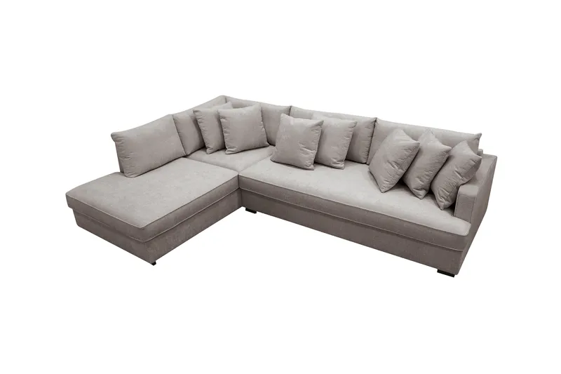 Rossita 4-sits Högervänd L-formad Djup Schäslongsoffa med Hel dyna i Chenille - Grå / Brun - Möbler - Soffa - Divansoffor & schäslongsoffa