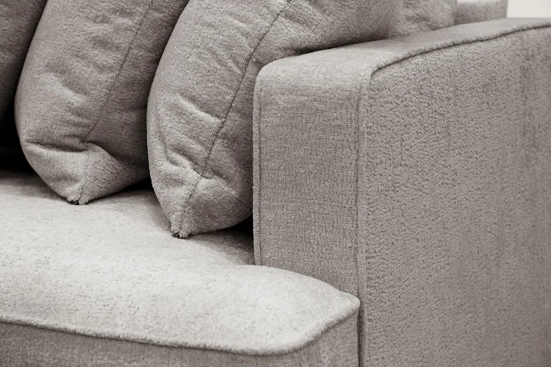 Rossita 4-sits Högervänd L-formad Djup Schäslongsoffa med Hel dyna i Chenille - Grå / Brun - Möbler - Soffa - Divansoffor & schäslongsoffa