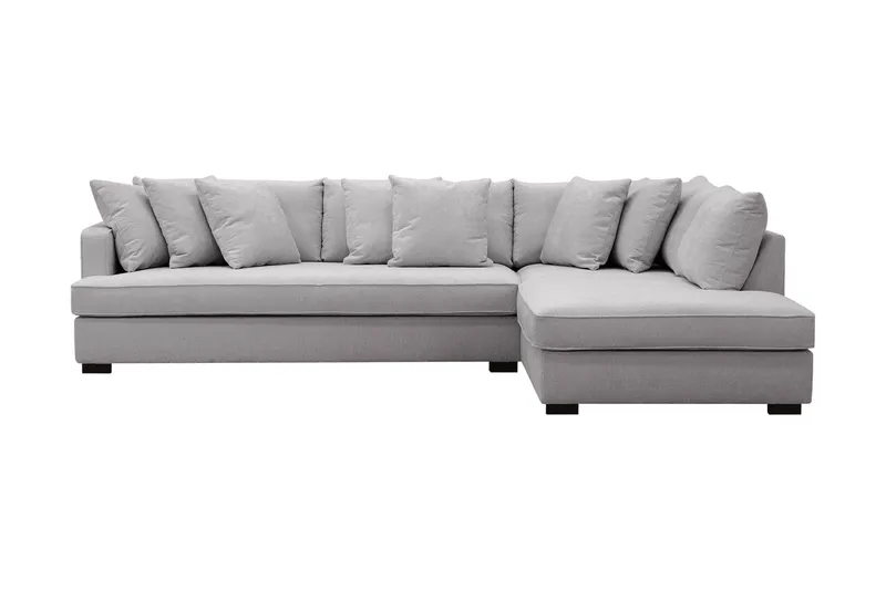 Rossita 4-sits Högervänd L-formad Djup Schäslongsoffa med Hel dyna i Chenille - Grå - Möbler - Soffa - Divansoffor & schäslongsoffa