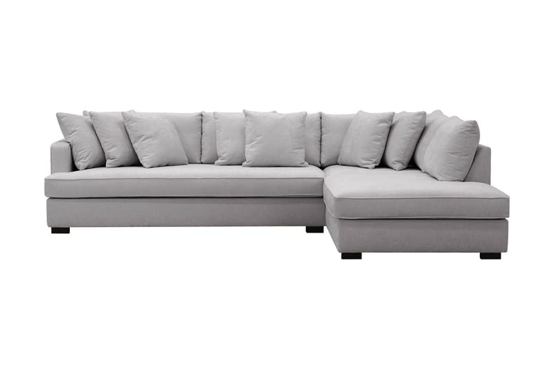 Rossita 4-sits Högervänd L-formad Djup Schäslongsoffa med Hel dyna i Chenille - Grå - Möbler - Soffa - Divansoffor & schäslongsoffa