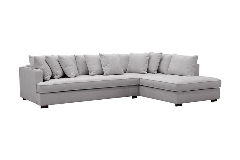 Rossita 4-sits Högervänd L-formad Djup Schäslongsoffa med Hel dyna i Chenille - Grå - Möbler - Soffa - Divansoffor & schäslongsoffa