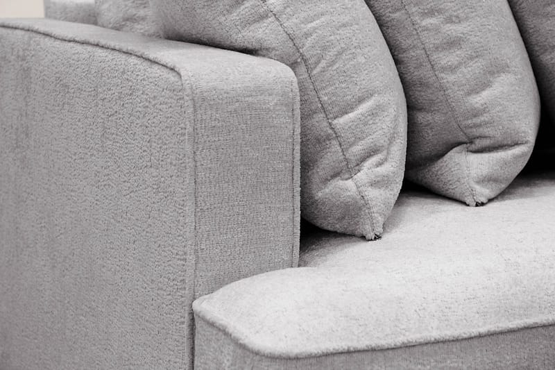 Rossita 4-sits Högervänd L-formad Djup Schäslongsoffa med Hel dyna i Chenille - Grå - Möbler - Soffa - Divansoffor & schäslongsoffa