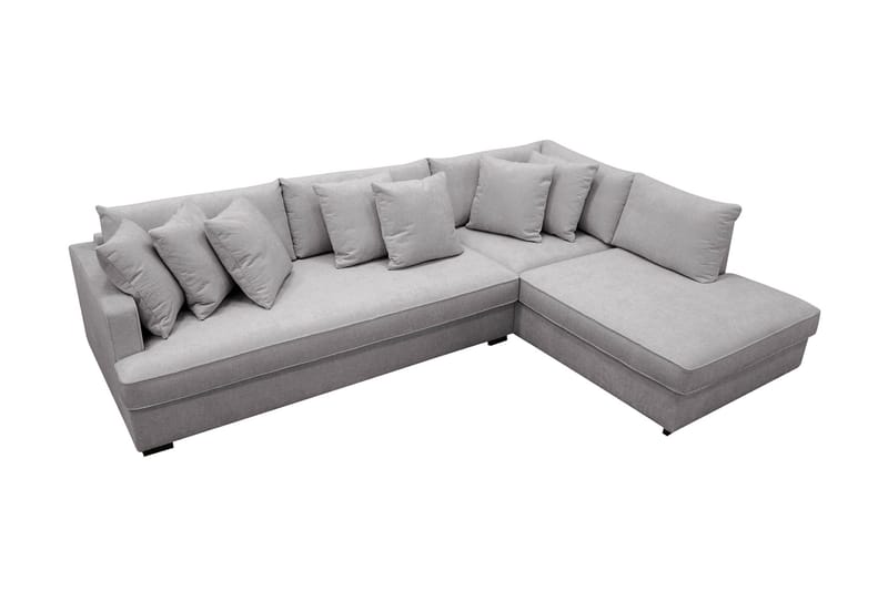 Rossita 4-sits Högervänd L-formad Djup Schäslongsoffa med Hel dyna i Chenille - Grå - Möbler - Soffa - Divansoffor & schäslongsoffa