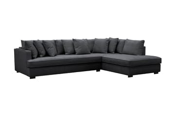 Rossita 4-sits Högervänd L-formad Djup Schäslongsoffa med Hel dyna i Chenille - Trenza 01, Svart Chenille - Möbler - Soffa - Divansoffor & schäslongsoffa