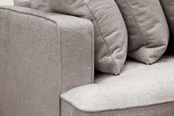 Rossita 4-sits Högervänd L-formad Djup Schäslongsoffa med Hel dyna i Chenille - Trenza 08, Grå/Brun Chenille - Möbler - Soffa - Divansoffor & schäslongsoffa