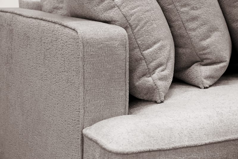 Rossita 4-sits Högervänd L-formad Djup Schäslongsoffa med Hel dyna i Chenille - Trenza 08, Grå/Brun Chenille - Möbler - Soffa - Divansoffor & schäslongsoffa