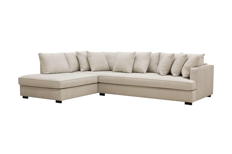 Rossita 4-sits Högervänd L-formad Djup Schäslongsoffa med Hel dyna i Tyg - Beige - Möbler - Soffa - Divansoffor & schäslongsoffa