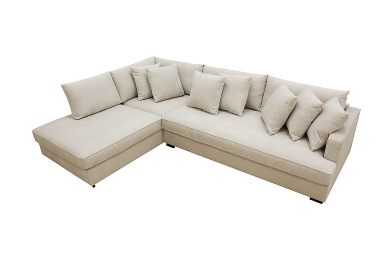 Rossita 4-sits Högervänd L-formad Djup Schäslongsoffa med Hel dyna i Tyg - Beige - Möbler - Soffa - Divansoffor & schäslongsoffa