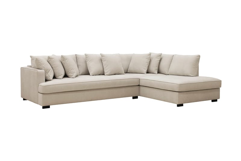 Rossita 4-sits Högervänd L-formad Djup Schäslongsoffa med Hel dyna i Tyg - Beige - Möbler - Soffa - Divansoffor & schäslongsoffa