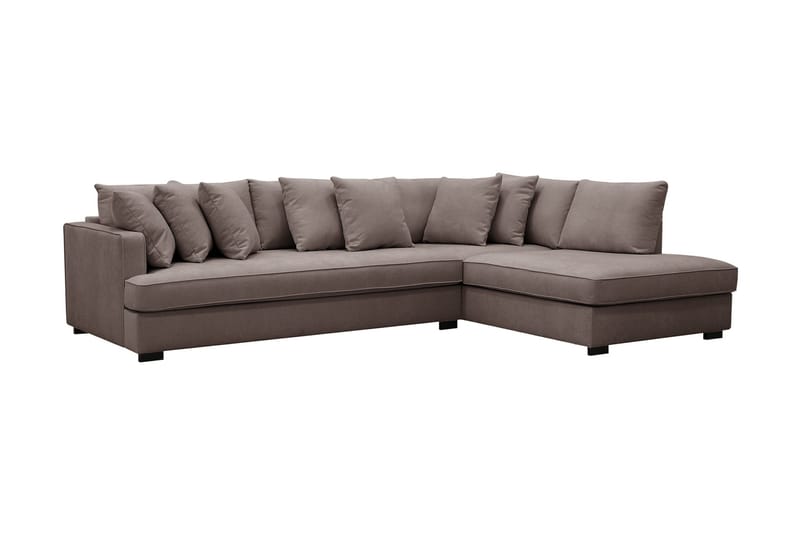 Rossita 4-sits Högervänd L-formad Djup Schäslongsoffa med Hel dyna i Tyg - Brun - Möbler - Soffa - Divansoffor & schäslongsoffa