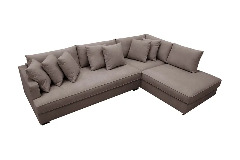 Rossita 4-sits Högervänd L-formad Djup Schäslongsoffa med Hel dyna i Tyg - Brun - Möbler - Soffa - Divansoffor & schäslongsoffa