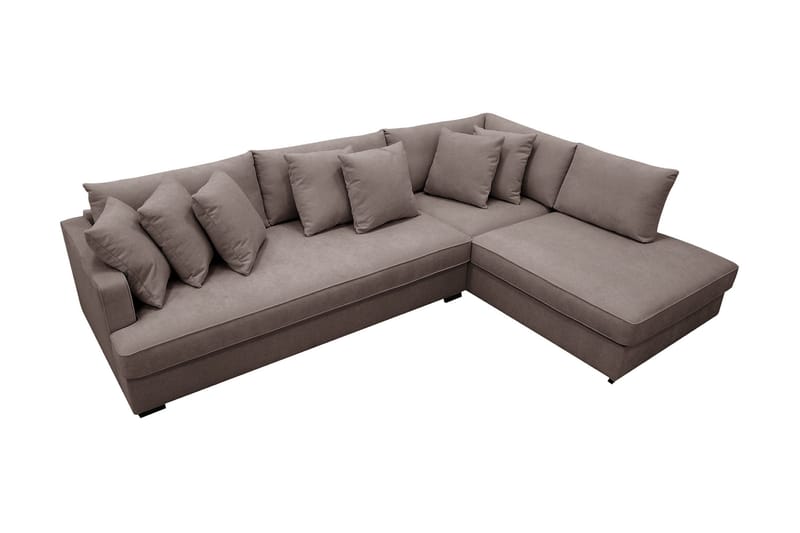 Rossita 4-sits Högervänd L-formad Djup Schäslongsoffa med Hel dyna i Tyg - Brun - Möbler - Soffa - Divansoffor & schäslongsoffa