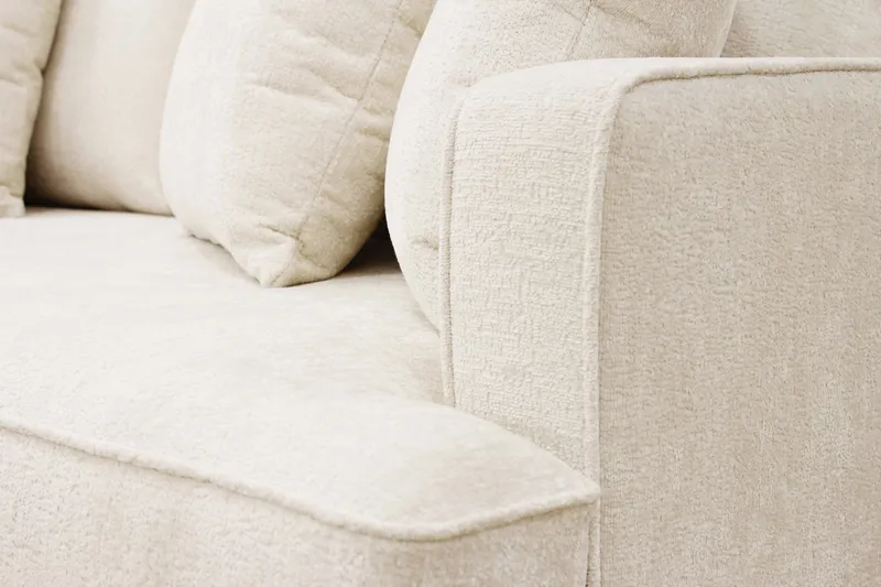 Rossita 4-sits Vänstervänd L-formad Djup Schäslongsoffa i Chenille - Beige - Möbler - Soffa - Divansoffor & schäslongsoffa