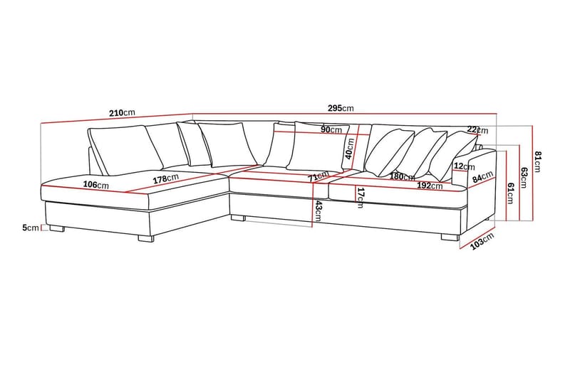 Rossita 4-sits Vänstervänd L-formad Djup Schäslongsoffa i Manchester - Offwhite - Möbler - Soffa - Divansoffor & schäslongsoffa