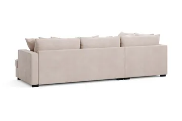 Rossita 4-sits Vänstervänd L-formad Djup Schäslongsoffa i Sammet - Beige - Möbler - Soffa - Divansoffor & schäslongsoffa