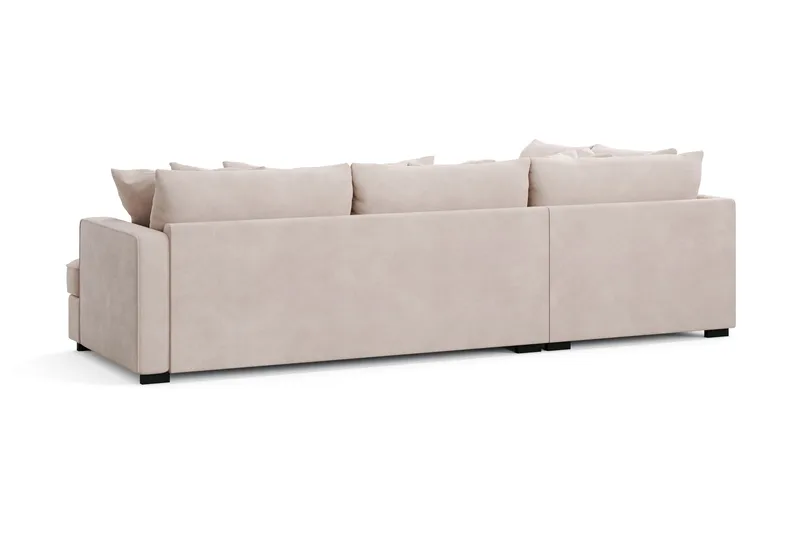 Rossita 4-sits Vänstervänd L-formad Djup Schäslongsoffa i Sammet - Beige - Möbler - Soffa - Divansoffor & schäslongsoffa
