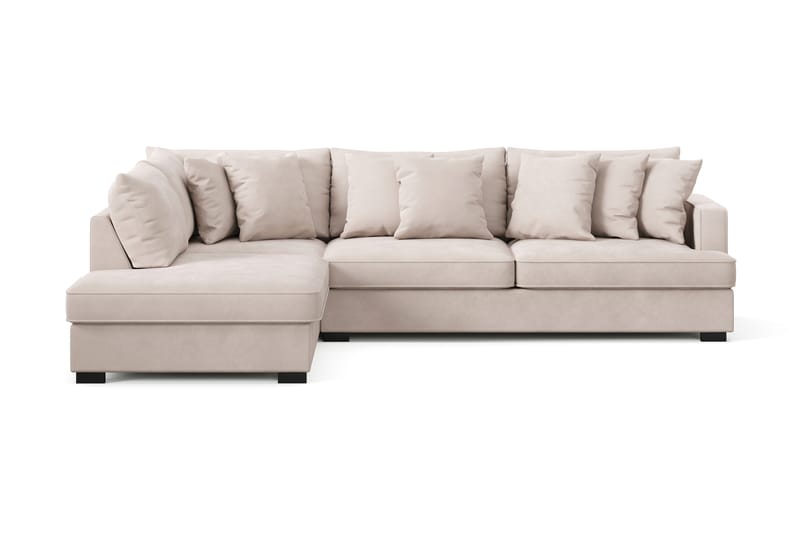 Rossita 4-sits Vänstervänd L-formad Djup Schäslongsoffa i Sammet - Beige - Möbler - Soffa - Divansoffor & schäslongsoffa