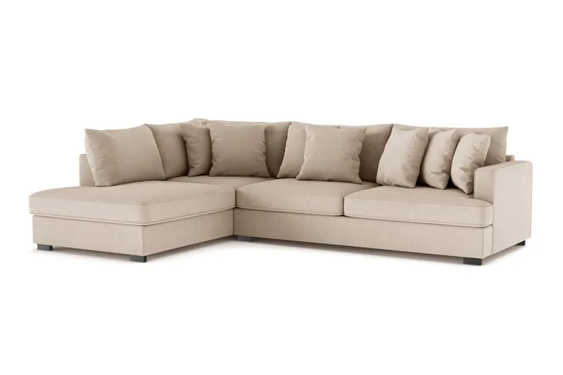 Rossita 4-sits Vänstervänd L-formad Djup Schäslongsoffa i Tyg - Beige - Möbler - Soffa - Divansoffor & schäslongsoffa