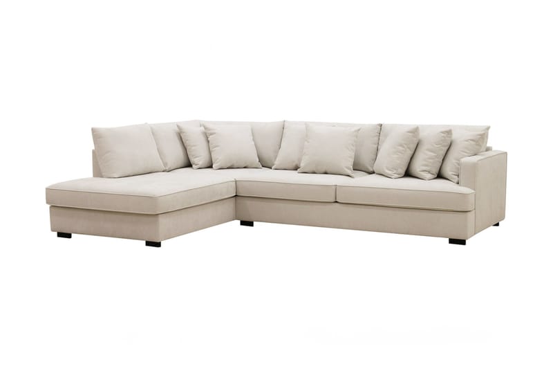 Rossita 4-sits Vänstervänd L-formad Djup Schäslongsoffa i Tyg - Beige - Möbler - Soffa - Divansoffor & schäslongsoffa