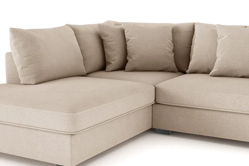 Rossita 4-sits Vänstervänd L-formad Djup Schäslongsoffa i Tyg - Beige - Möbler - Soffa - Divansoffor & schäslongsoffa