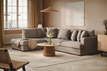 Rossita 4-sits Vänstervänd L-formad Djup Schäslongsoffa i Tyg - Brun - Möbler - Soffa - Divansoffor & schäslongsoffa