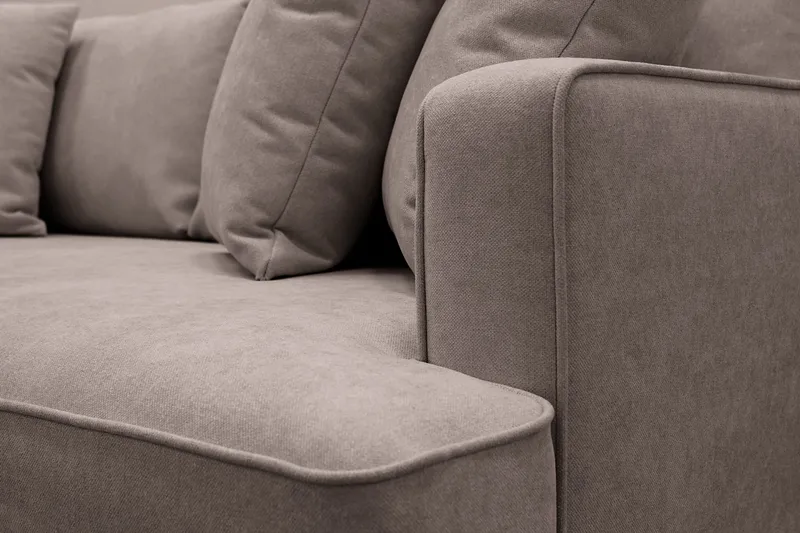 Rossita 4-sits Vänstervänd L-formad Djup Schäslongsoffa i Tyg - Brun - Möbler - Soffa - Divansoffor & schäslongsoffa