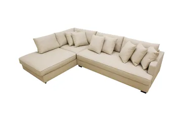 Rossita 4-sits Vänstervänd L-formad Djup Schäslongsoffa med Hel dyna i Bouclé - Beige - Möbler - Soffa - Divansoffor & schäslongsoffa