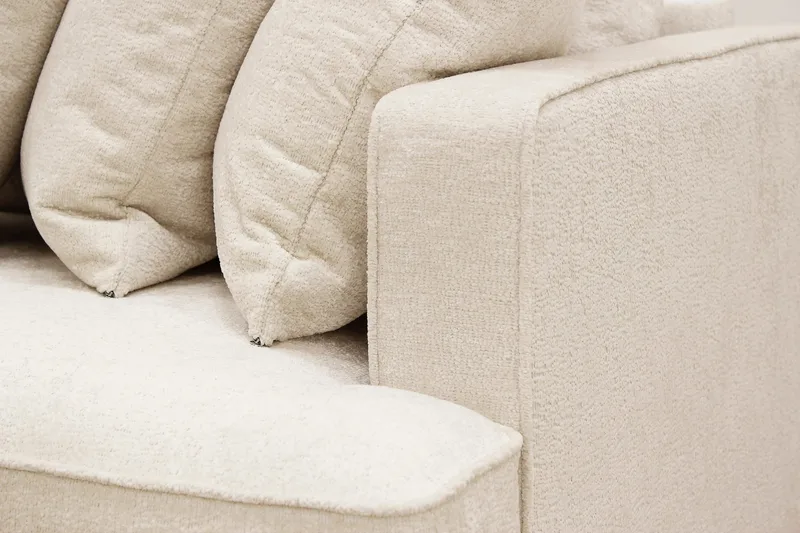 Rossita 4-sits Vänstervänd L-formad Djup Schäslongsoffa med Hel dyna i Chenille - Beige - Möbler - Soffa - Divansoffor & schäslongsoffa