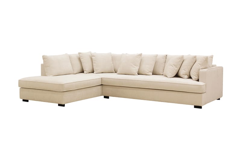 Rossita 4-sits Vänstervänd L-formad Djup Schäslongsoffa med Hel dyna i Chenille - Beige - Möbler - Soffa - Divansoffor & schäslongsoffa