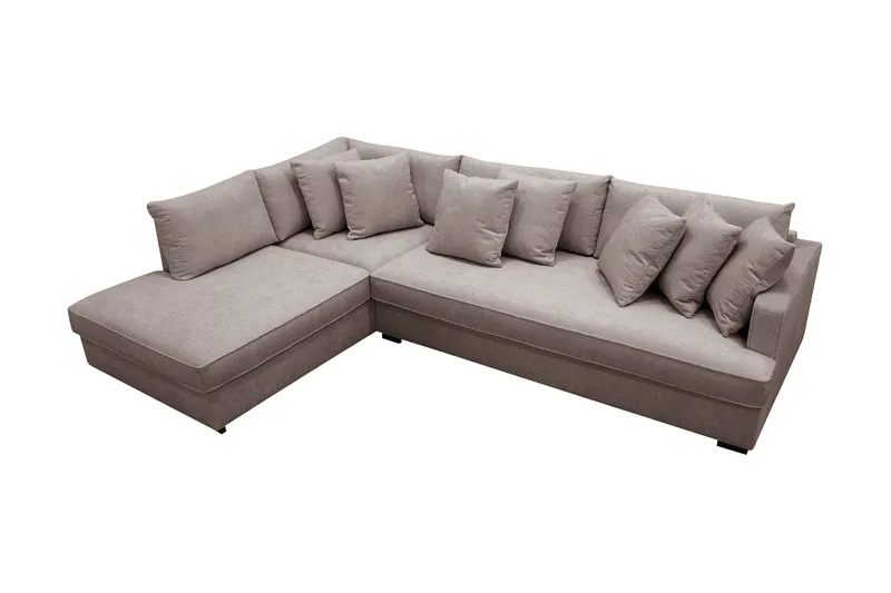 Rossita 4-sits Vänstervänd L-formad Djup Schäslongsoffa med Hel dyna i Chenille - Grå / Brun - Möbler - Soffa - Divansoffor & schäslongsoffa