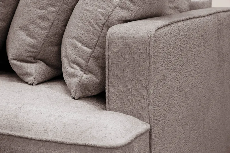 Rossita 4-sits Vänstervänd L-formad Djup Schäslongsoffa med Hel dyna i Chenille - Grå / Brun - Möbler - Soffa - Divansoffor & schäslongsoffa