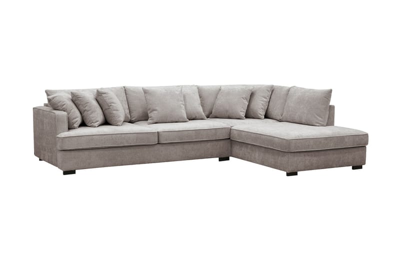 Rossita 4-sits Vänstervänd L-formad Djup Schäslongsoffa med Hel dyna i Chenille - Grå / Brun - Möbler - Soffa - Divansoffor & schäslongsoffa