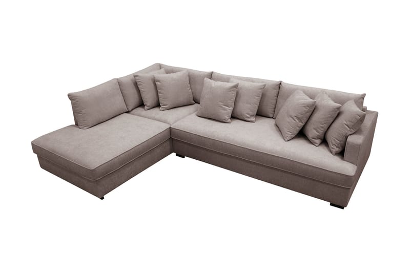 Rossita 4-sits Vänstervänd L-formad Djup Schäslongsoffa med Hel dyna i Chenille - Grå / Brun - Möbler - Soffa - Divansoffor & schäslongsoffa