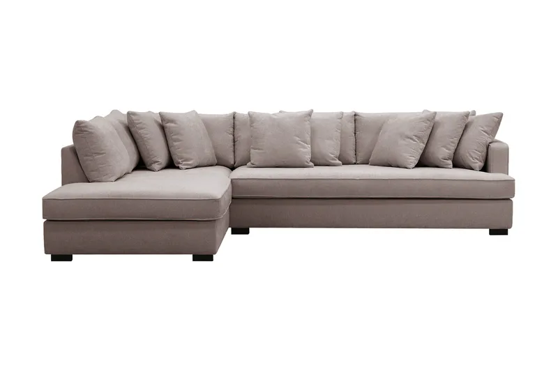 Rossita 4-sits Vänstervänd L-formad Djup Schäslongsoffa med Hel dyna i Chenille - Grå / Brun - Möbler - Soffa - Divansoffor & schäslongsoffa