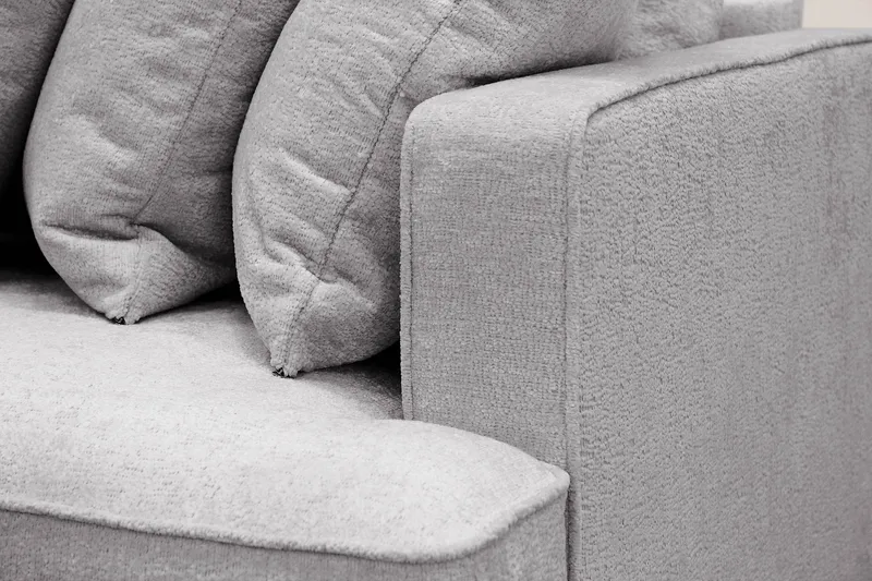 Rossita 4-sits Vänstervänd L-formad Djup Schäslongsoffa med Hel dyna i Chenille - Grå - Möbler - Soffa - Divansoffor & schäslongsoffa