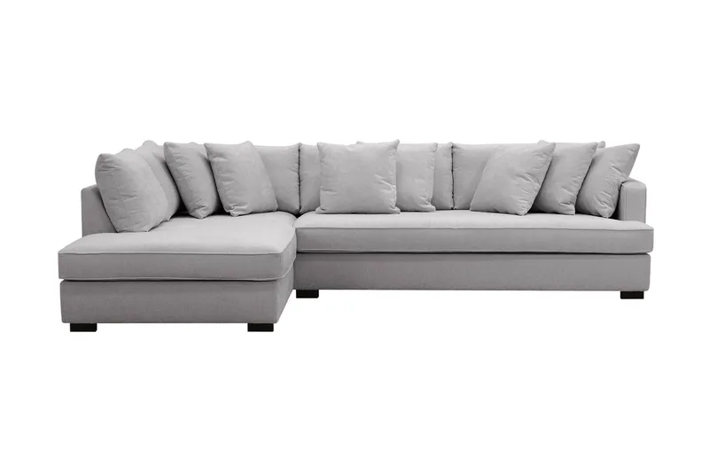 Rossita 4-sits Vänstervänd L-formad Djup Schäslongsoffa med Hel dyna i Chenille - Grå - Möbler - Soffa - Divansoffor & schäslongsoffa