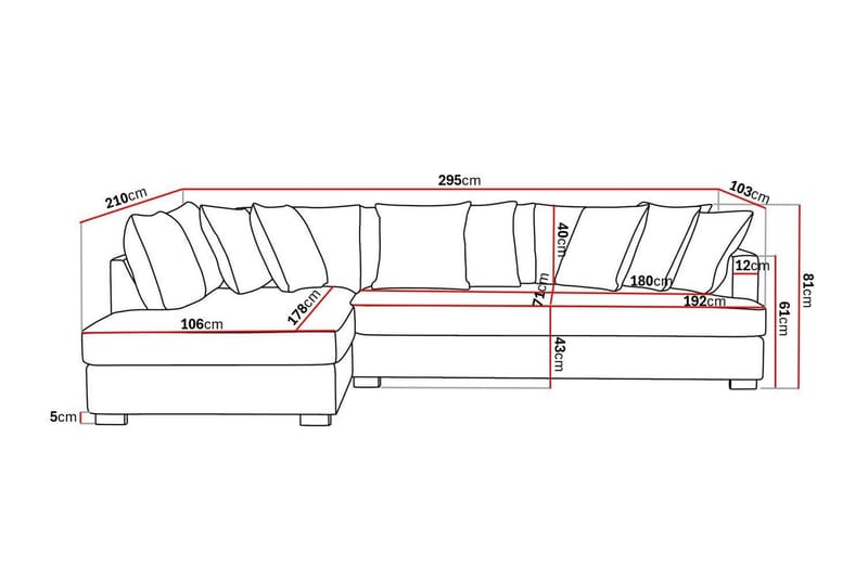 Rossita 4-sits Vänstervänd L-formad Djup Schäslongsoffa med Hel dyna i Tyg - Beige - Möbler - Soffa - Divansoffor & schäslongsoffa