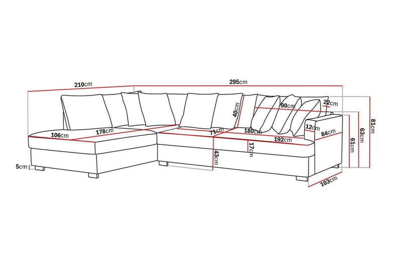 Rossita 4-sits Vänstervänd L-formad Djup Schäslongsoffa med Hel dyna i Tyg - Beige - Möbler - Soffa - Divansoffor & schäslongsoffa