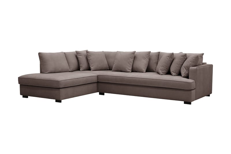 Rossita 4-sits Vänstervänd L-formad Djup Schäslongsoffa med Hel dyna i Tyg - Brun - Möbler - Soffa - Divansoffor & schäslongsoffa